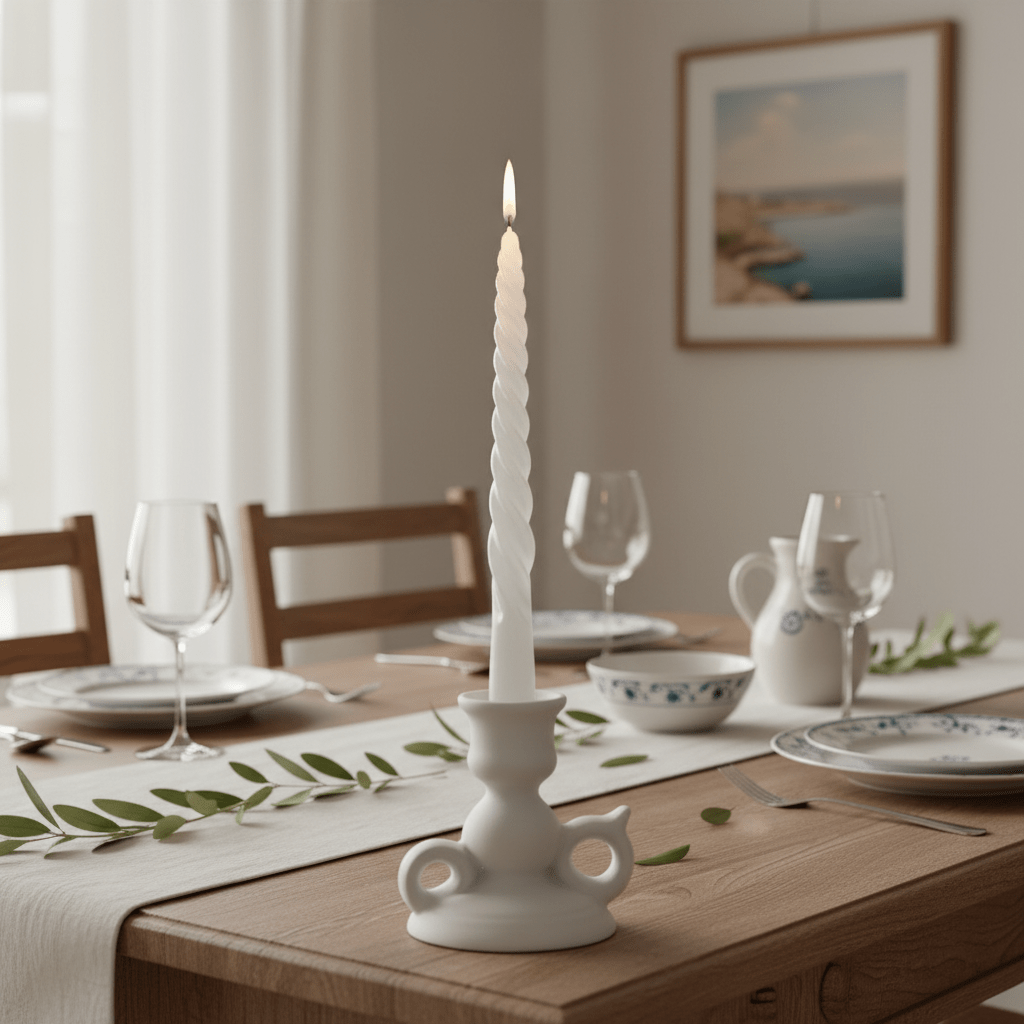 Spiral Candles Set of 3 - White 20cm - Candles - VassoHome