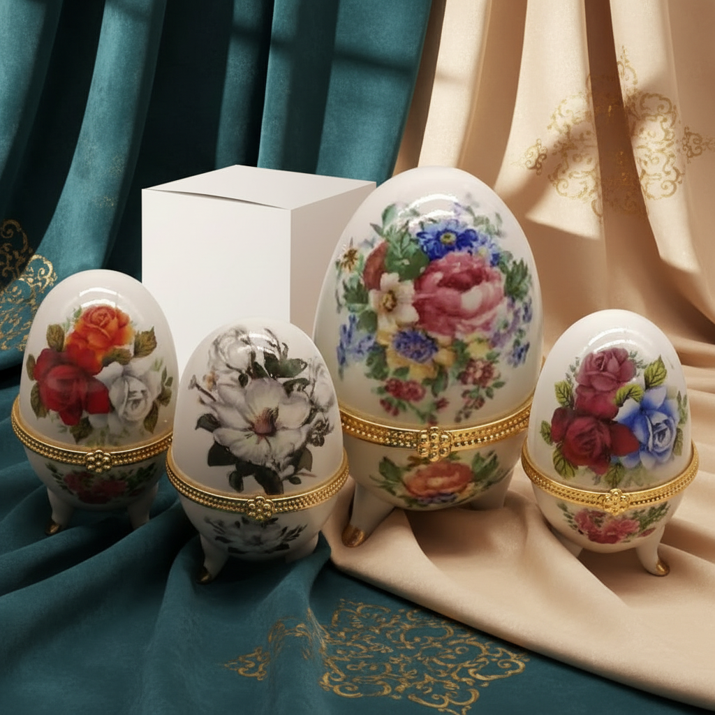 Porcelain Egg Jewelry Box 10x6cm