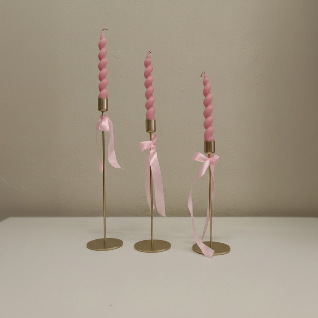 Pâques Rose – Triple Candle Holder with Taper Candles Φ9 x 25/30/35 cm