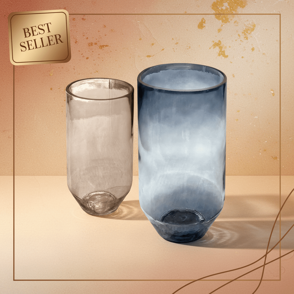 Glass Vase Oval 22x13cm - set of 2 - Vases - VassoHome