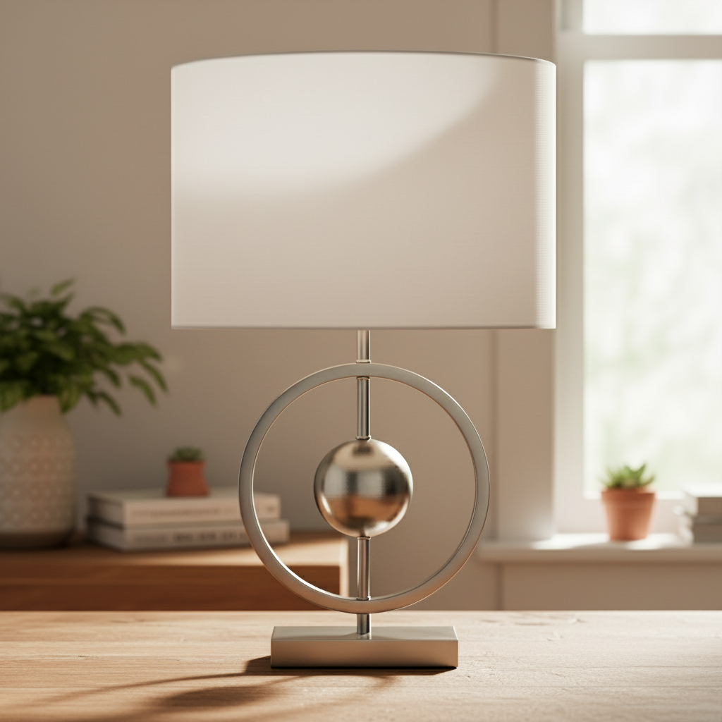 Επιτραπέζιο Διακοσμητικό Πορτατίφ Ασημί – Κύκλος/Σφαίρα Υ58cm