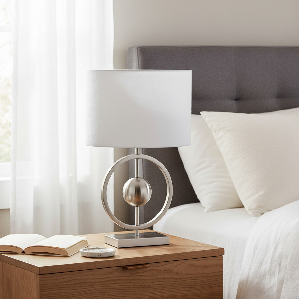 Επιτραπέζιο Διακοσμητικό Πορτατίφ Ασημί – Κύκλος/Σφαίρα Υ58cm