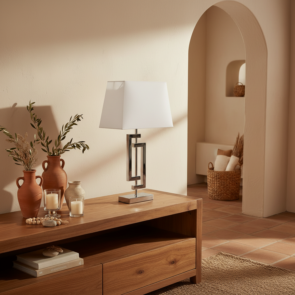 Silver Table Lamp – Brackets Design H57.5cm