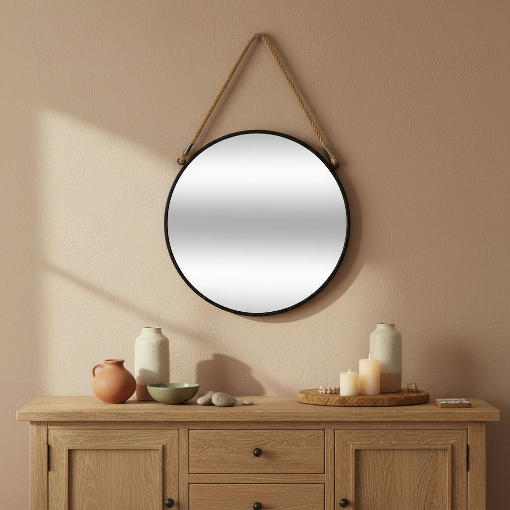 PWD-0074 Wall Mirror Black – Metal Frame 38x3x38cm