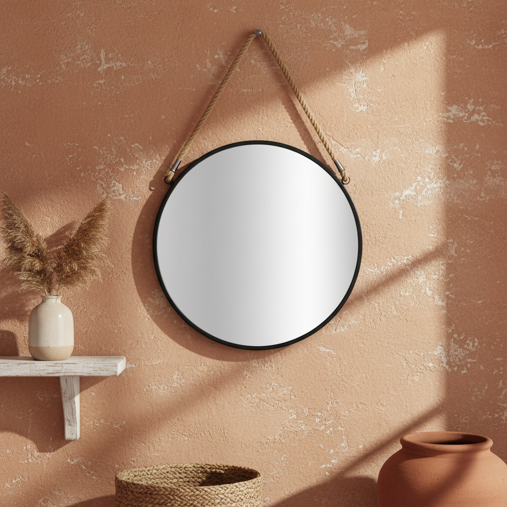 PWD-0074 Wall Mirror Black – Metal Frame 38x3x38cm
