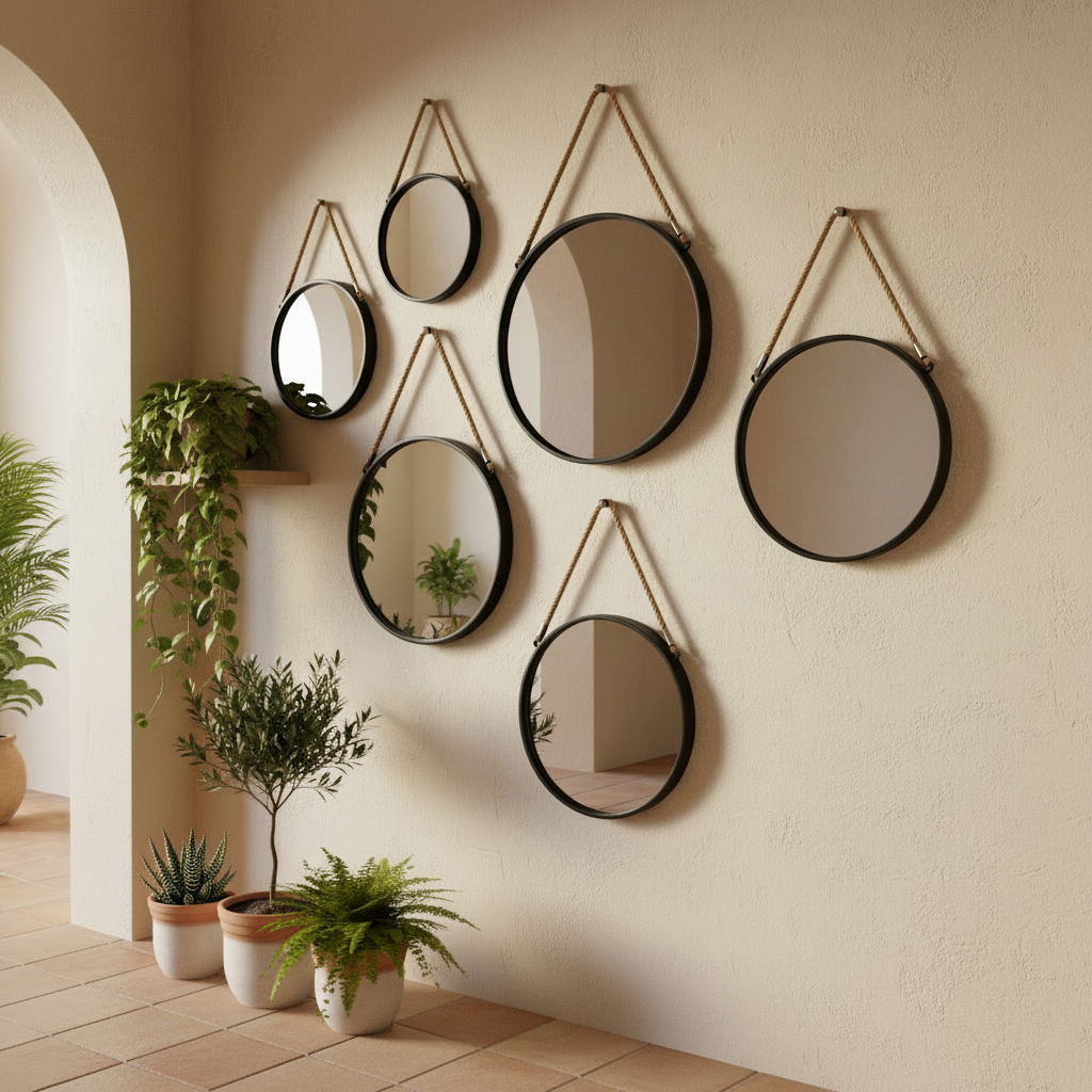 PWD-0074 Wall Mirror Black – Metal Frame 38x3x38cm