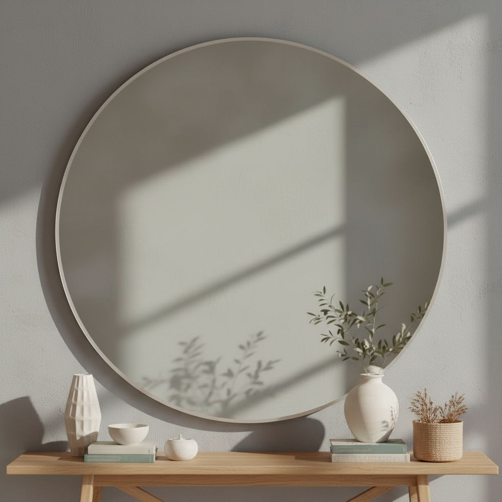 Καθρέπτης Τοίχου Emmett Silver – Στρογγυλός Αλουμινίου 80cm