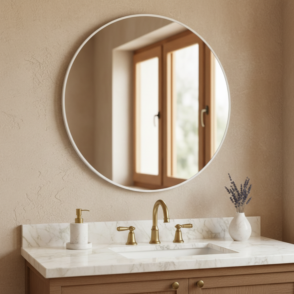 Καθρέπτης Τοίχου Emmett Silver – Στρογγυλός Αλουμινίου 80cm