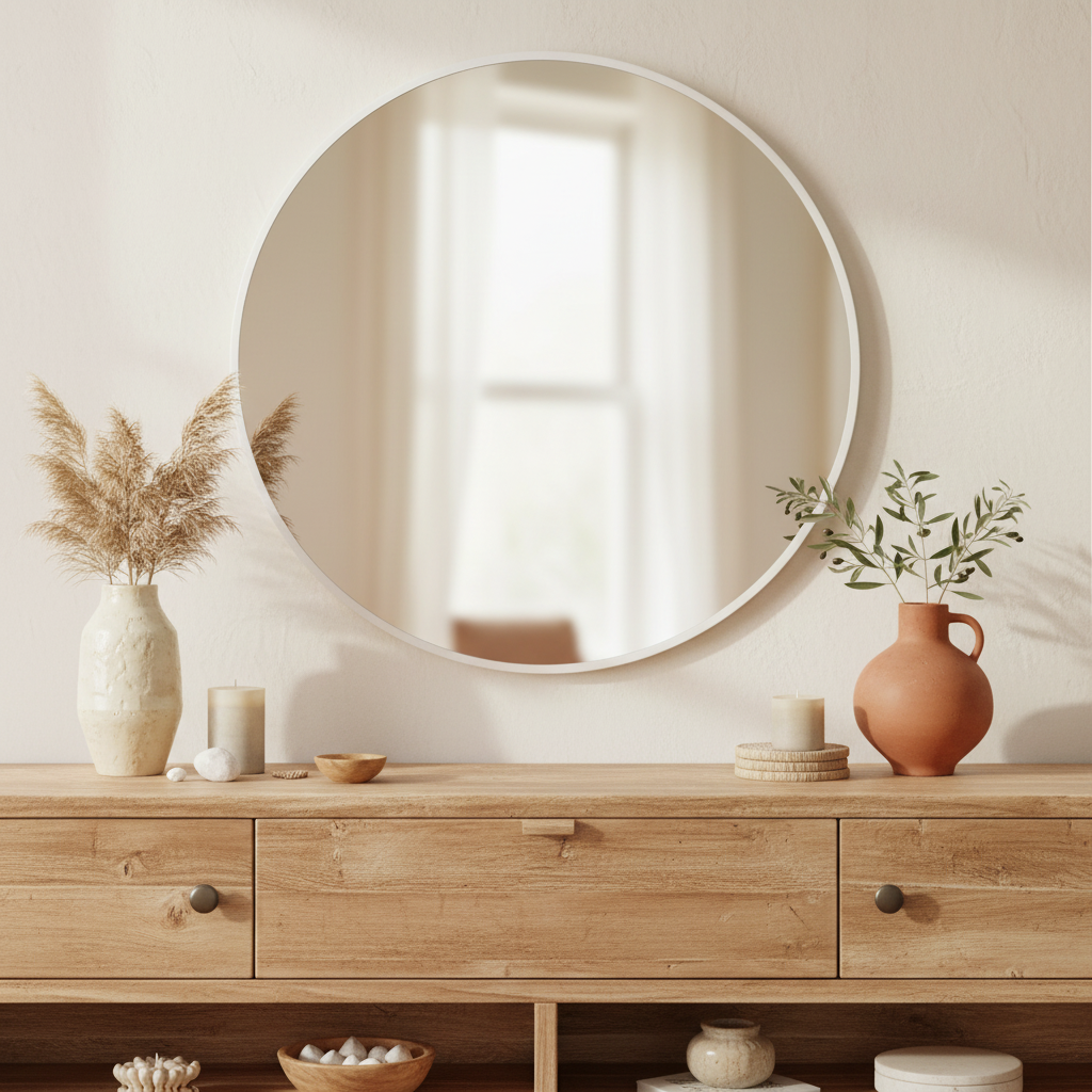 Καθρέπτης Τοίχου Emmett Silver – Στρογγυλός Αλουμινίου 80cm