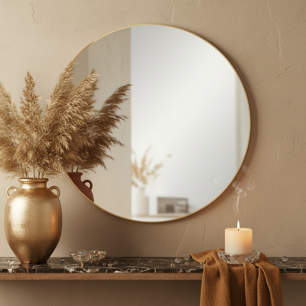 Καθρέπτης Τοίχου Emmett Silver – Στρογγυλός Αλουμινίου 80cm