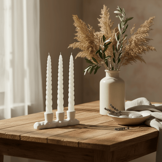 Spiral Candles Set of 3 - White 20cm - Candles - VassoHome