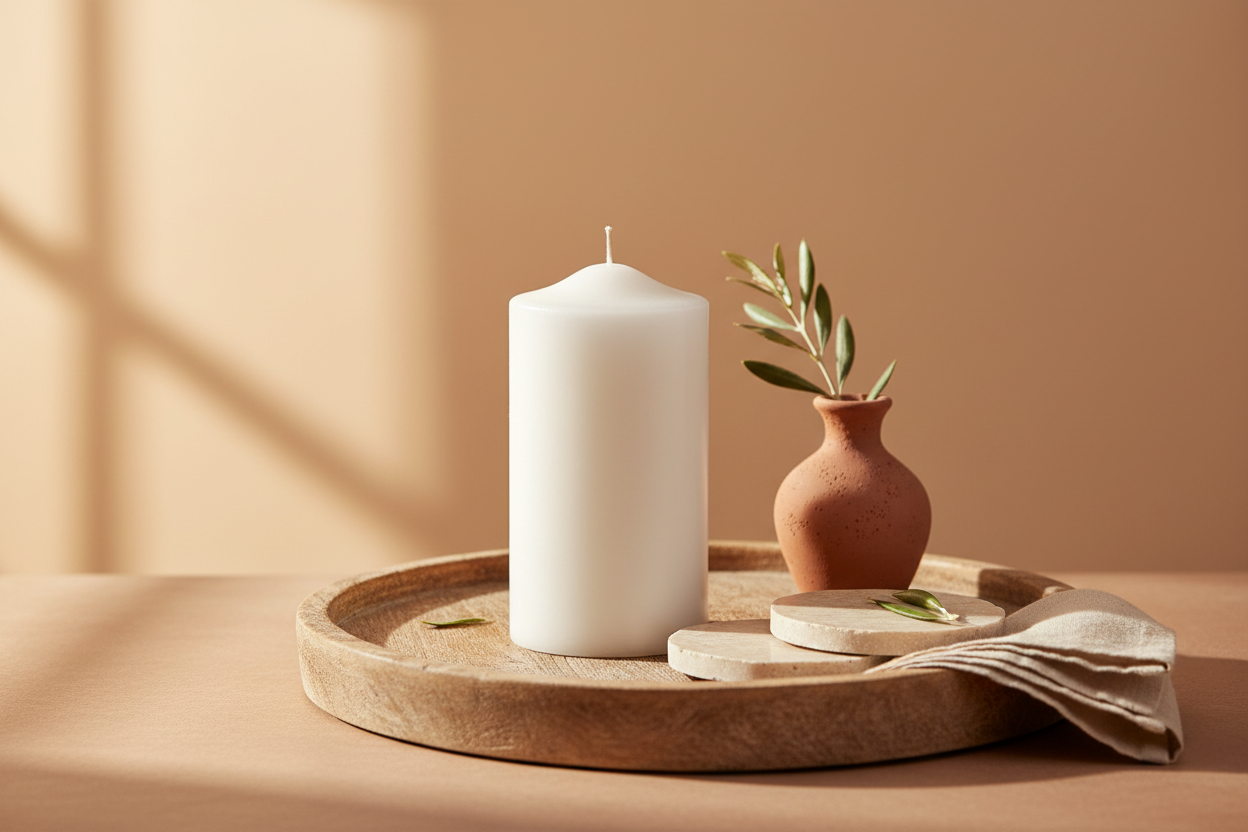 White Pillar Candle Ø7 x 14 cm – Unscented Decorative Candle