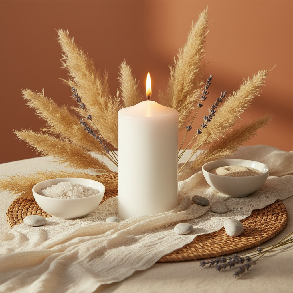 White Pillar Candle Ø7 x 14 cm – Unscented Decorative Candle