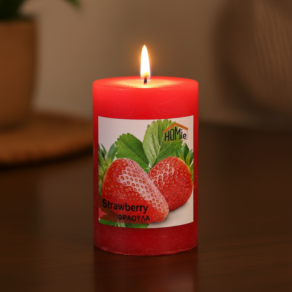 Κερί Αρωματικό Κορμός Φράουλας Φ7x10cm