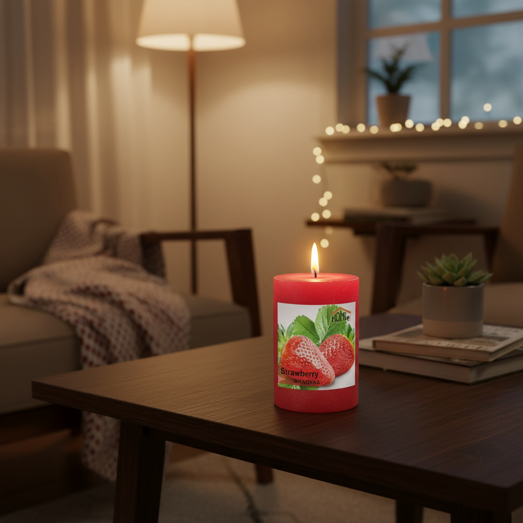 Κερί Αρωματικό Κορμός Φράουλας Φ7x10cm