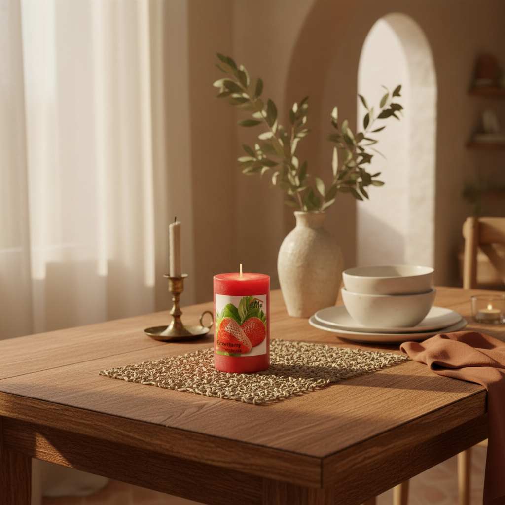 Κερί Αρωματικό Κορμός Φράουλας Φ7x10cm