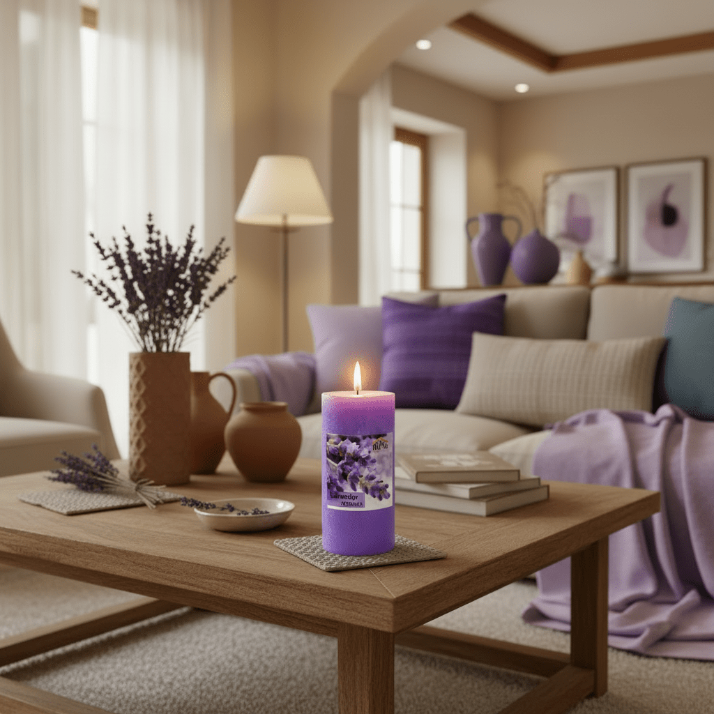 Scented Pillar Candle Ø7x15cm - Lavender - Scented Candles - VassoHome