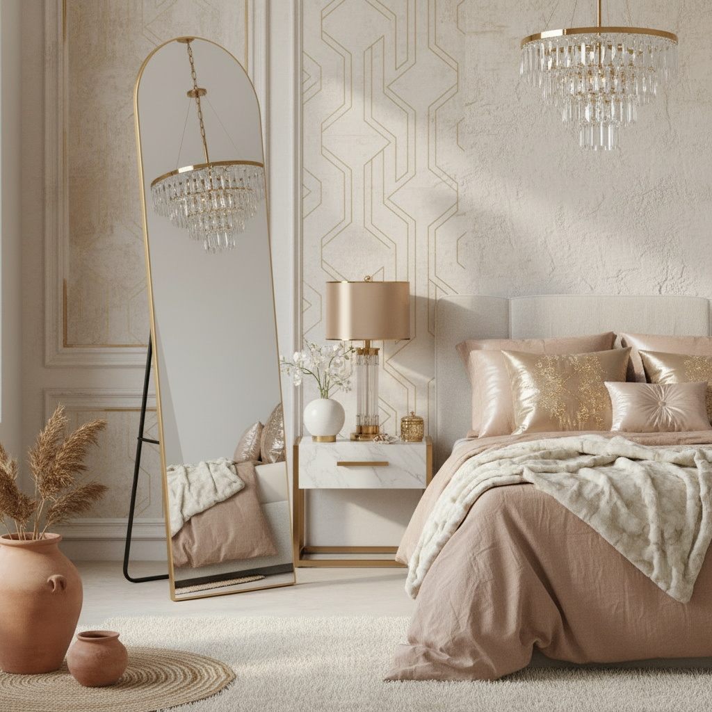 Plaza Floor Mirror Gold – Aluminum Frame 40x28x150cm