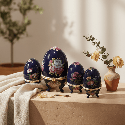 Porcelain Egg Jewelry Box Navy Blue 12x8cm - VassoHome
