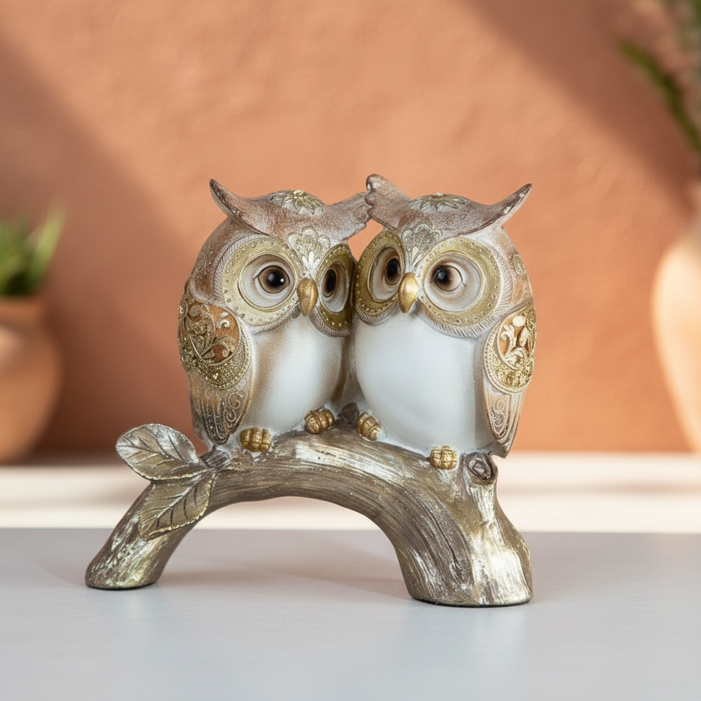 Διακοσμητικό Αγαλματάκι – Ζευγάρι Κουκουβάγιες