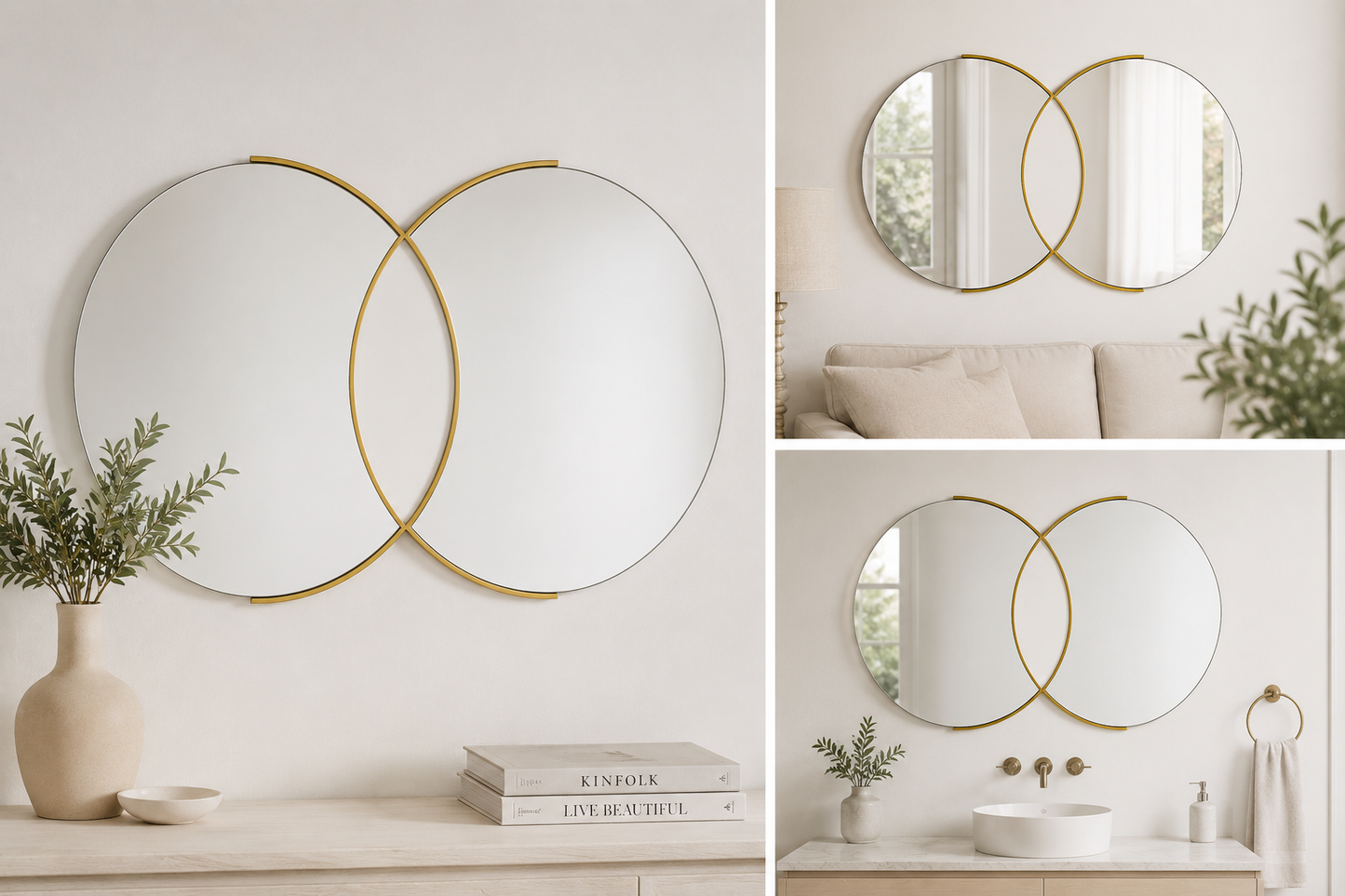Καθρέφτης Τοίχου Double Miryata χρυσός 105x3x60cm