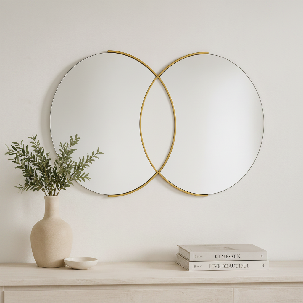 Καθρέφτης Τοίχου Double Miryata χρυσός 105x3x60cm
