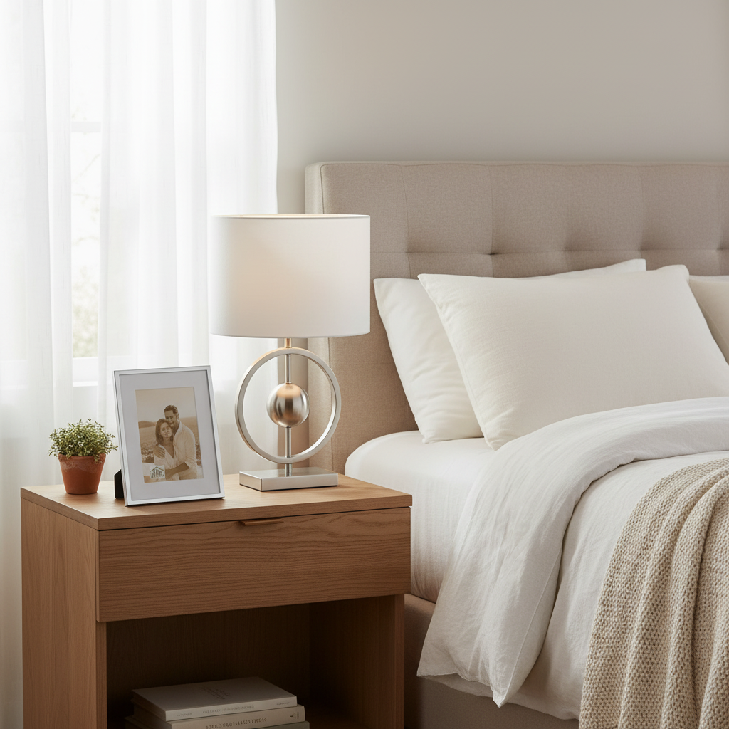 Bedroom Scene with Frame & Lamp