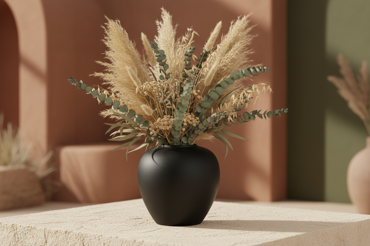 Ceramic Vase with Dried Flowers Banner