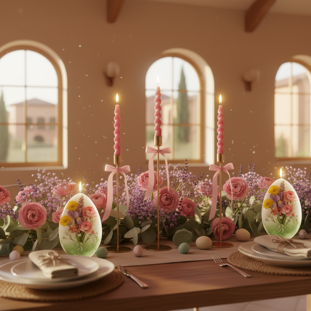 Pâques Rose - Easter Dining Table 3 Egg Candles