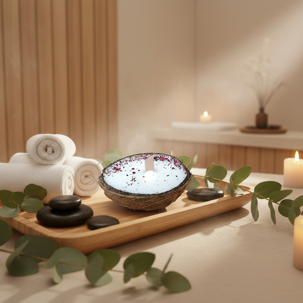 Coconut Rosé – Αρωματικό Κερί σε Φυσική Καρύδα(Περιορισμένη Έκδοση)