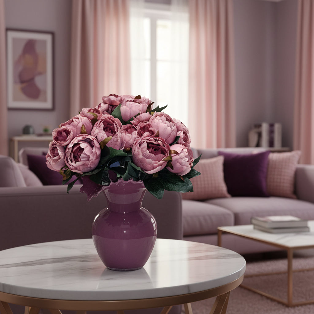 Τεχνητή Ανθοδέσμη με Παιώνιας Dusty Rose 8 Λουλούδια 32εκ