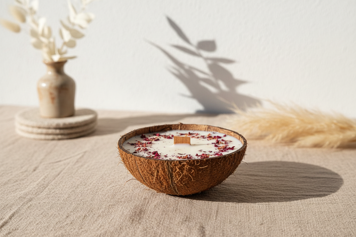 Coconut Rosé – Αρωματικό Κερί σε Φυσική Καρύδα(Περιορισμένη Έκδοση)