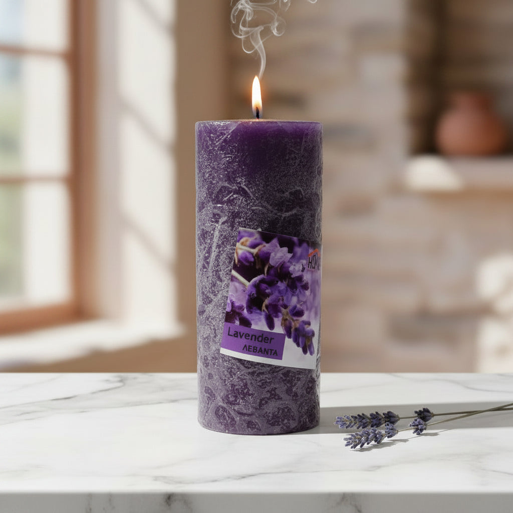 Scented Pillar Candle Ø7x15cm - Lavender - Scented Candles - VassoHome