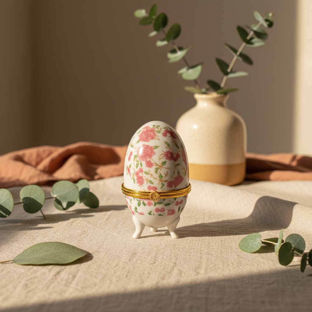 Porcelain Egg Jewelry Box 10x6cm