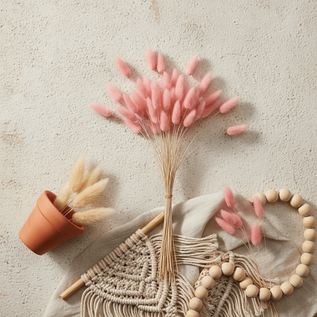 Dried Bunny Tails Bouquet Pink 60cm - 25 Stems - Decorative Accessories - VassoHome