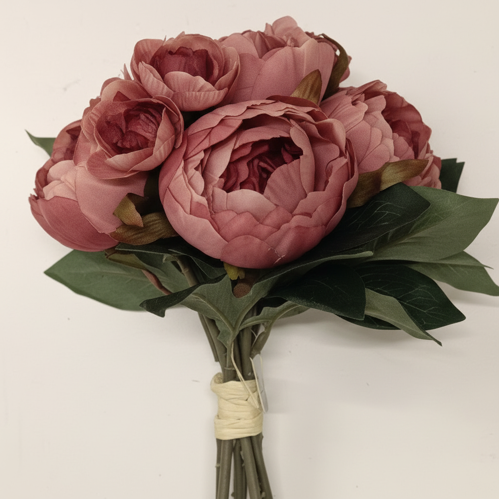 Τεχνητή Ανθοδέσμη με Παιώνιας Dusty Rose 8 Λουλούδια 32εκ