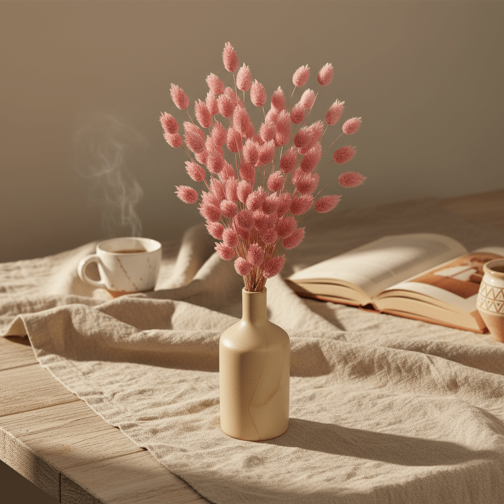 Dried Bunny Tails Bouquet Pink 60cm - 25 Stems - Decorative Accessories - VassoHome