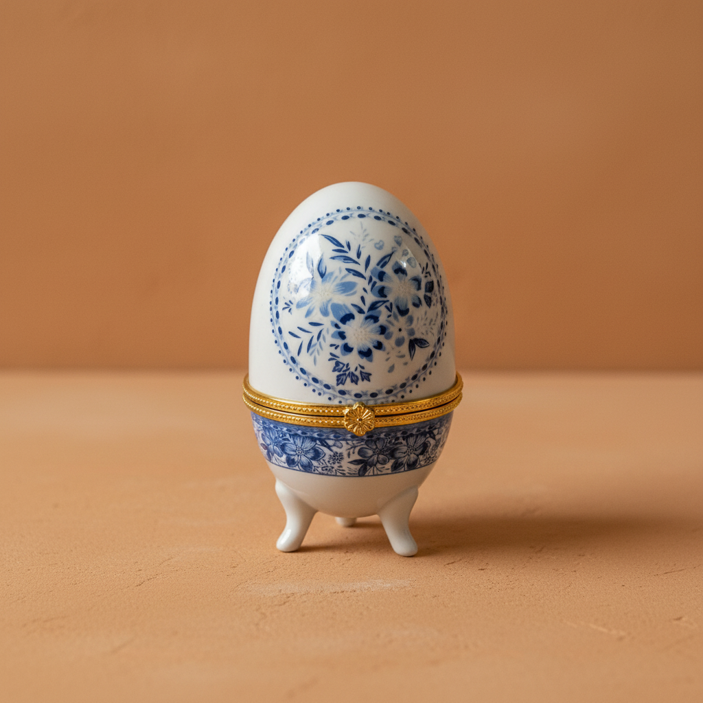 Porcelain Egg Jewelry Box 10x6cm