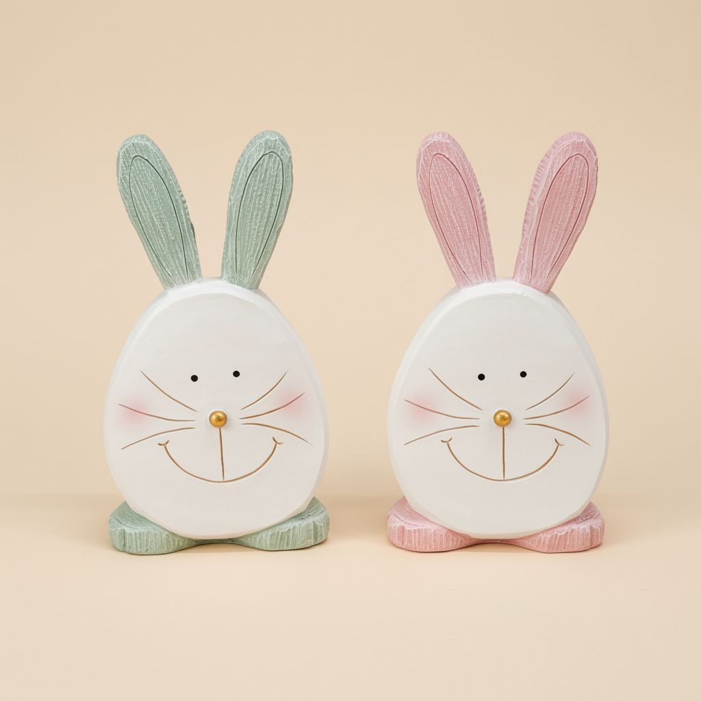 Decorative Bunny Figurine Set Polyresin 25x15x6cm - 2 Pieces - Decorative Accessories - VassoHome