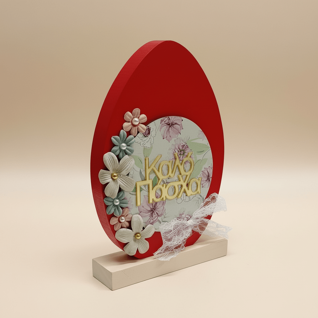 Wooden Easter Egg Table Decoration Red 22x15cm - Decorative Accessories - VassoHome