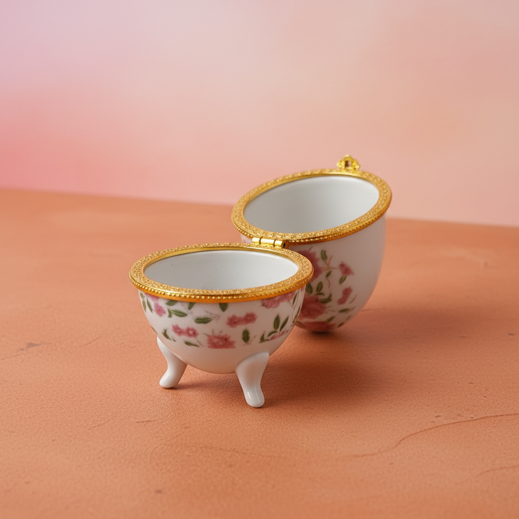 Porcelain Egg Jewelry Box 10x6cm