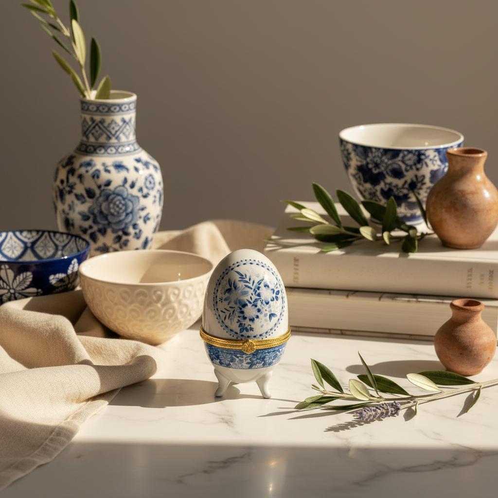 Porcelain Egg Jewelry Box 10x6cm