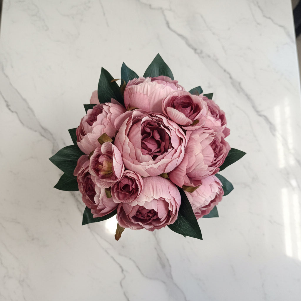 Τεχνητή Ανθοδέσμη με Παιώνιας Dusty Rose 8 Λουλούδια 32εκ