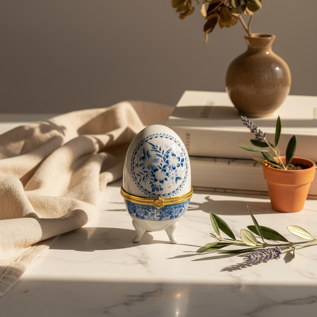 Porcelain Egg Jewelry Box 10x6cm