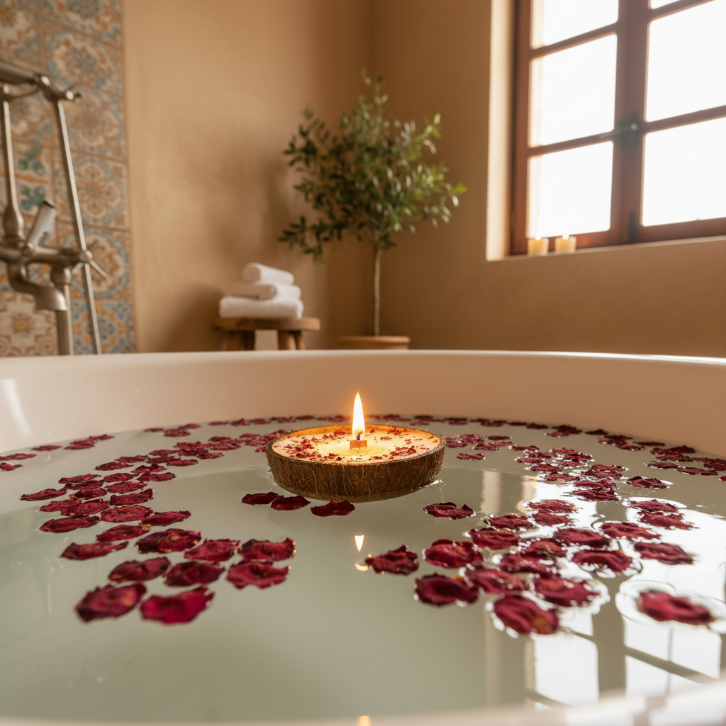 Coconut Rosé – Αρωματικό Κερί σε Φυσική Καρύδα(Περιορισμένη Έκδοση)