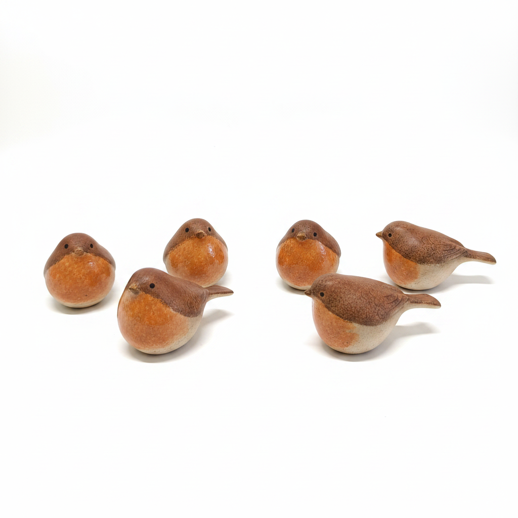 Διακοσμητικά Πουλάκια Stoneware Καφέ 11cm